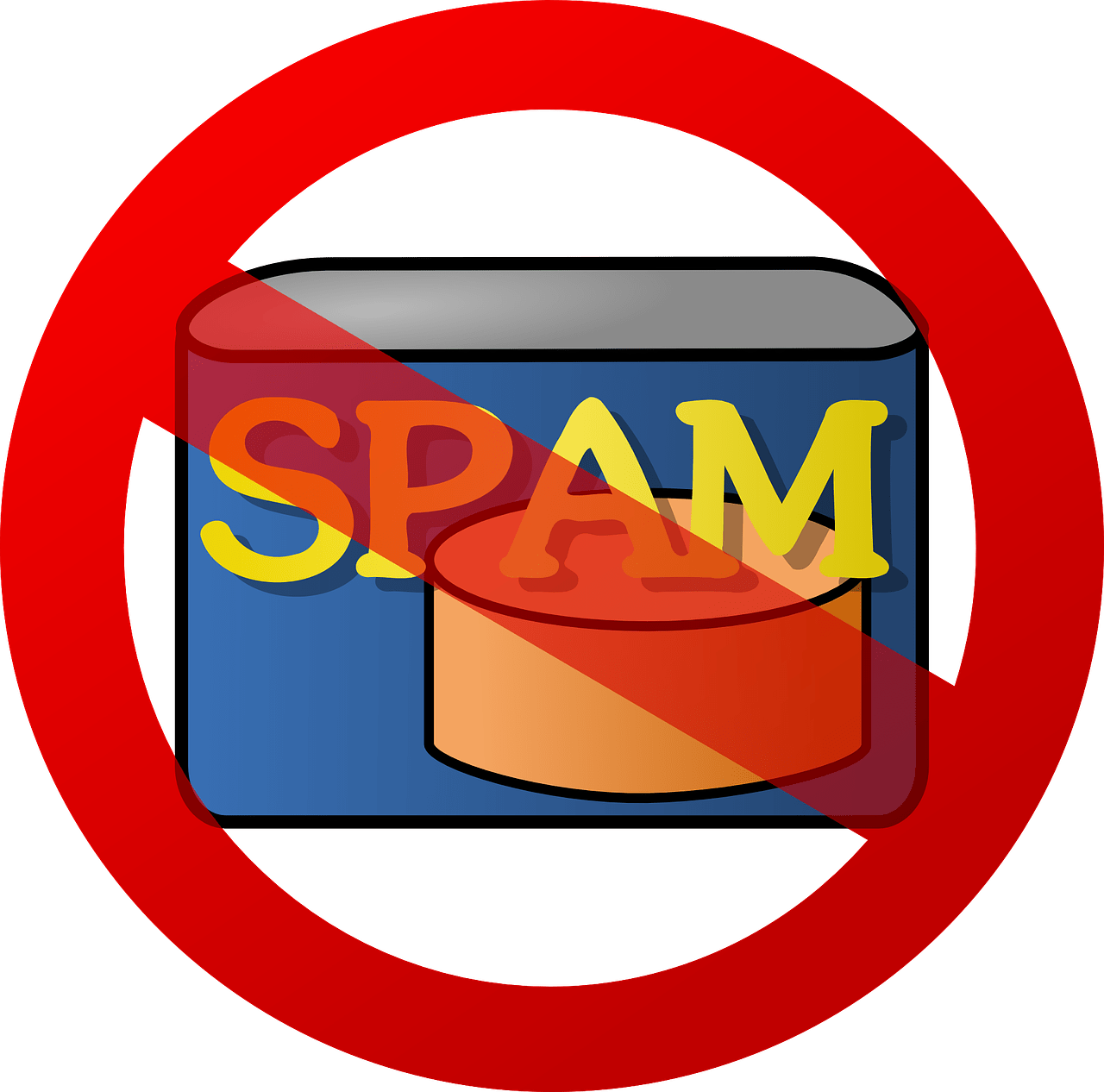 Anti-spam symbol with the word spam crossed out, representing the effectiveness of DMARC in preventing unwanted emails