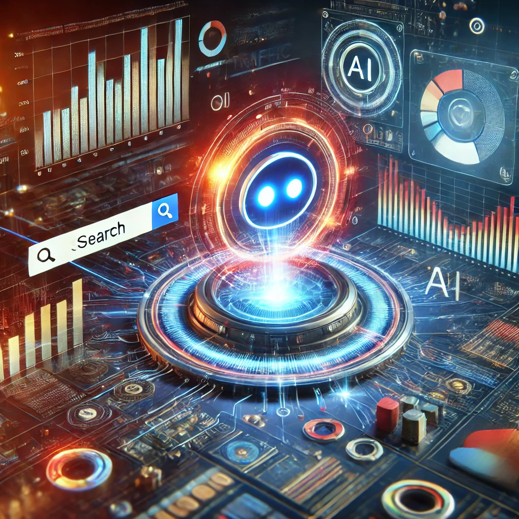 ChatGPT competing with an AI-powered search engine, representing the impact of artificial intelligence on search traffic